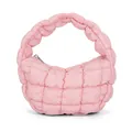 Stylish pink quilted cloud bag mini handbag with pleated grid pattern and soft cotton padding - 24*14*7cm / Pink