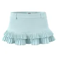 Elegante minigonna a pieghe azzurra a vita bassa con balze a doppio strato sull'orlo - S / Mini Gonna Blu Solo (Senza Top)