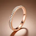 Elegant 2mm rose gold eternity band ring with micro inlaid cubic zirconia for women - US 5 / Rose Gold Half Circle White Rhinestone Style (36-B-3)