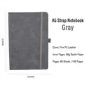 Gray A5 PU leather notebook featuring an elastic strap closure and 80 sheets of paper - A5 / Gray