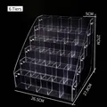 Clear 6-tier acrylic tiered pen display stand for stationery desk storage and organization - 6 Layers 30 Slots (Includes Installation Screwdriver)