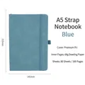Blue A5 strap notebook with PU leather cover and 160 pages for office and business use. - A5 / Blue