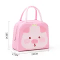 Pink cartoon pig insulated lunch bag made of Oxford cloth, 21x18x11cm portable bento tote - Pink Pig