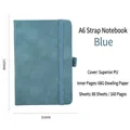 Blaues A6 Notizbuch mit elastischem Gummiband, Premium PU Einband und 160 Seiten - A6 / Blau