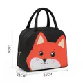 Insulated lunch bag with cute fox pattern, thick oxford cloth for office workers - Black Fox