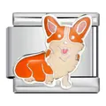 Süßer Emaille-Corgi-Hundeanhänger für italienisches Modulararmband aus Edelstahl - Corgi Hunde Glied (ICJ687-1)