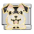 Individuelles italienisches Charm-Glied mit süßem Emaille-Hunde-Design aus Edelstahl - Süßes Welpen Gesicht Glied (ICJ1556)
