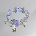 Dreamy purple and blue forest style crystal beaded bracelet with lucky charms on mirror - Ruyi Bamboo Blue-Purple