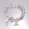Elegant purple crystal beaded bracelet with a sparkling mermaid tail and star charm. - Sparkling Fish Tail Purple