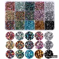15 colors 4mm resin flatback rhinestones set, 7500pcs jelly AB mix for nail art DIY - 15-Grid Jelly AB Mixed Color Style (SZZ008-7)