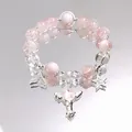 Elegant pink crystal beaded bracelet featuring silver mermaid tail and star charms - Crystal Fairy Wand Pink