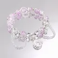 Sweet purple and clear crystal beaded bracelet featuring silver moon and star charms - Crystal Moon Bracelet Purple