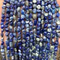 Detailed view of 6-8mm irregular natural blue stone beads for DIY jewelry making - 6-8mm (38cm Strand) / Lapis Lazuli