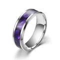 Elegante anello in acciaio inossidabile da 8 mm con motivo nebulosa viola per uomo - US 6 / Color Acciaio