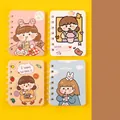 A7 Mini-Spiralnotizbuch-Set mit süßen Cartoon-Milchtee-Mädchen-Illustrationen für Schüler - Milchtee Mädchen / A7