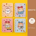 Portable A7 cartoon mini spiral notebooks set with 80 sheets and cute character designs - Cute Sweet Rice / A7