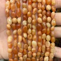 6-8mm irregular orange natural stone tumbled beads for DIY handmade jewelry crafting - 6-8mm (38cm Strand) / Gold Silk Jade