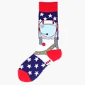 Fun novelty astronaut crew socks with American flag stars and stripes pattern design - One Size / Astronaut Stars & Stripes (63)