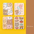 Cute A7 mini spiral notebook 4-pack with cartoon animal designs, 80 sheets each - Bear & Rabbit / A7