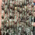 Natural green phantom quartz nugget beads 6-8mm size for DIY bracelet jewelry making - 6-8mm (38cm Strand) / Green Ghost Quartz