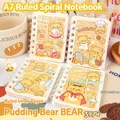 Cute A7 mini spiral notebook with kawaii bear bakery theme cover and 80 lined sheets - Pudding Bear / A7