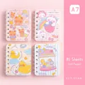Set of four cute A7 mini spiral notebooks featuring pastel cartoon designs, 80 sheets each - Sweet Crit / A7