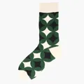 Cotton crew socks with green and black geometric star pattern in Harajuku style for men - One Size / Dark Green Black Star Geometric (57)