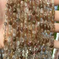 Natural irregular rutilated quartz nugget beads strands for handmade DIY jewelry - 6-8mm (38cm Strand) / Smoky Rutilated Quartz