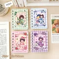 Set of four A7 mini flip coil notebooks featuring cute cartoon girl illustrations and pastel colors - Little Rice in Wonderland / A7