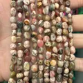 Natural irregular pink rhodochrosite stone beads for DIY jewelry making - 6-8mm (38cm Strand) / Rhodochrosite