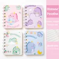Mini A7 spiral notebook set with cute pastel dinosaur patterns 80 sheets lined pages - Dinosaur Paradise / A7