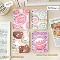 Cute A7 mini spiral notebook featuring 3D puffy heart, bear, and smiley face cover designs - Happy Planet / A7
