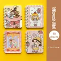 Set of 4 cute A7 spiral notebooks with 80 sheets, size 82x105mm for students. - Energetic Girl / A7