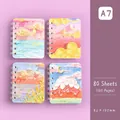 A7 mini spiral notebook with artistic oil painting landscape cover, 80 sheets, 82x105mm - Starry Sea / A7