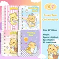 A7 mini spiral notebook with cute cream bear designs for student journaling. - Creamy Bear / A7