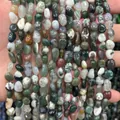 Irregular 6-8mm natural moss agate stone beads for DIY jewelry making - 6-8mm (38cm Strand) / Moss Agate 2