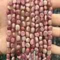 Natural 6-8mm pink semi-precious stone irregular tumbled beads for DIY jewelry making - 6-8mm (38cm Strand) / Rhodonite