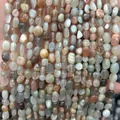 Assorted natural 6-8mm tumbled stone nuggets for DIY beaded jewelry making accessories - 6-8mm (38cm Strand) / Black Sun Geometric Print