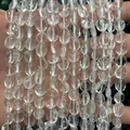 6-8mm natural clear crystal tumbled stone beads strand for DIY jewelry making accessories - 6-8mm (38cm Strand) / Natural White Crystal