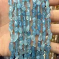 Natural light blue irregular 6-8mm stone chips for DIY jewelry making and beads strand - 6-8mm (38cm Strand) / Aquamarine Type 2