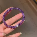 Primer plano de una pulsera de cuentas de cuarzo fantasma púrpura con separador de cristal. - Pulsera 10# (Espaciador de Strass y Con Caja de Regalo) / Amatista Púrpura 6mm