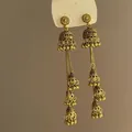 Vintage golden tiered bell tassel earrings with a light luxury antique metallic finish - Layered Bell Tassel Style (42#)