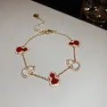 Elegante bracciale dorato in stile cinese con ciondoli a forma di zucca in zircone - Bracciale Stile Neo-Cinese Zucca (31#) / Oro-Rosso