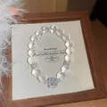 Elegant clear bead bracelet with square zircon charm in luxury jewelry box - Style 3 (Rhinestone Pendant) / Silver-Clear