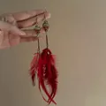 Elegant vintage ethnic style red feather dangle earrings with gold-tone accents. - Red Feather Waterdrop Style (47#)