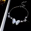 Elegante bracciale regolabile con farfalla in zircone e quadrifoglio per gioielli da donna - Conchiglia Farfalla 17# (HB285-2)
