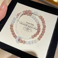 Elegante set de pulseras de cuentas en capas con cuarzo fresa y piedras ojo de gato en caja regalo - Pulsera Apilada 22# (Anillo de Jade Verde) / Ojo de Gato Rosa-Blanco