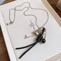 Retro niche design heart and key pendant necklace with black cord and wood bead accent - Multi-Pendant Vintage Style (2)