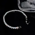 Elegantes silbernes Tennisarmband mit funkelnden runden Zirkonia für Damen Luxus-Schmuck. - Quadrat (24# Armband) / Groß / Silber