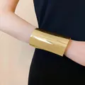 Brazalete de metal dorado ancho minimalista, acabado de espejo brillante - Estilo de Brazalete Abierto de Espejo Versión Ancha (141#) / Dorado